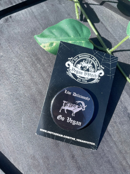 Live Deliciously Go Vegan Badge