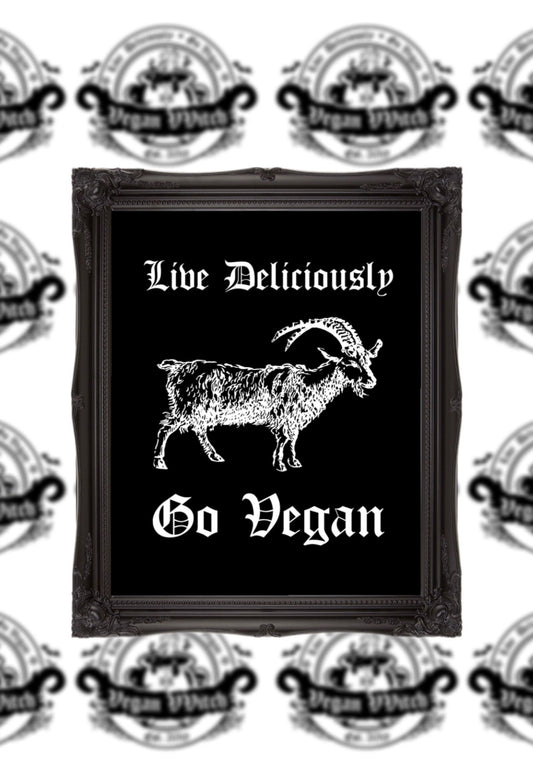 Live Deliciously Go Vegan A5 print